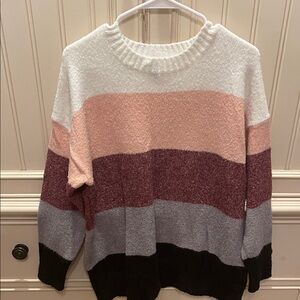 Divided Women's Striped Sweater - Cream, Pink, Burgundy, Gray, Black